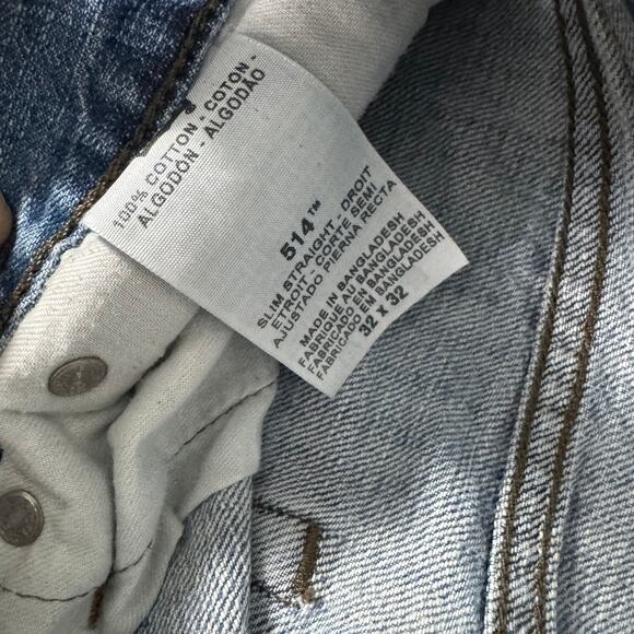 Levi’s 514 Slim Straight Light Wash Denim Natural Fade Raw Hem - Size: 32x32 - Picture 6 of 9